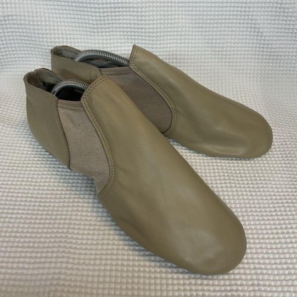 NWOB Revolution Dancewear Dark Tan Stretch Slip On Jazz Shoe Unisex 13M China